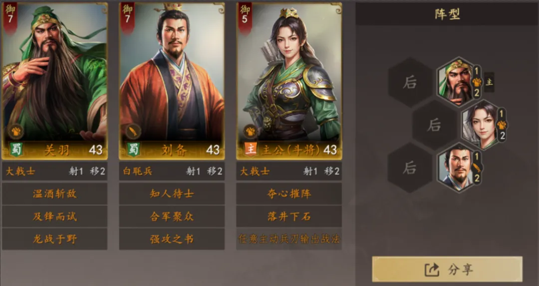 三国志王道天下小桃园枪阵容示意图二