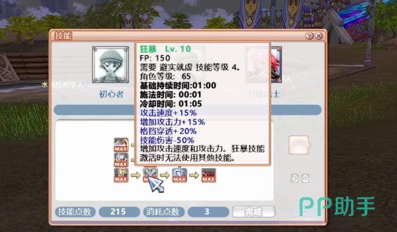刀锋战士属性面板与加点分布示意图