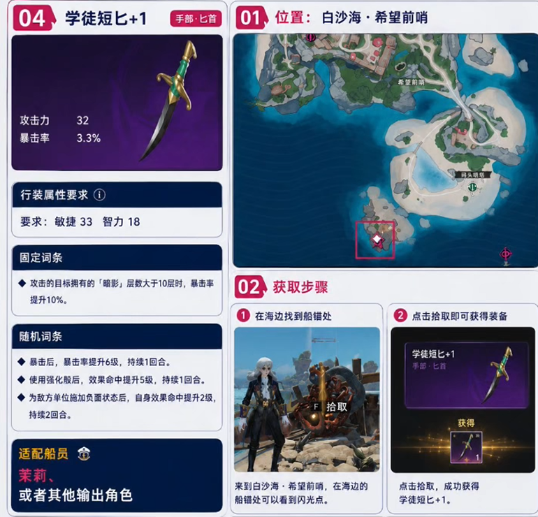 学徒短匕装备效果演示图