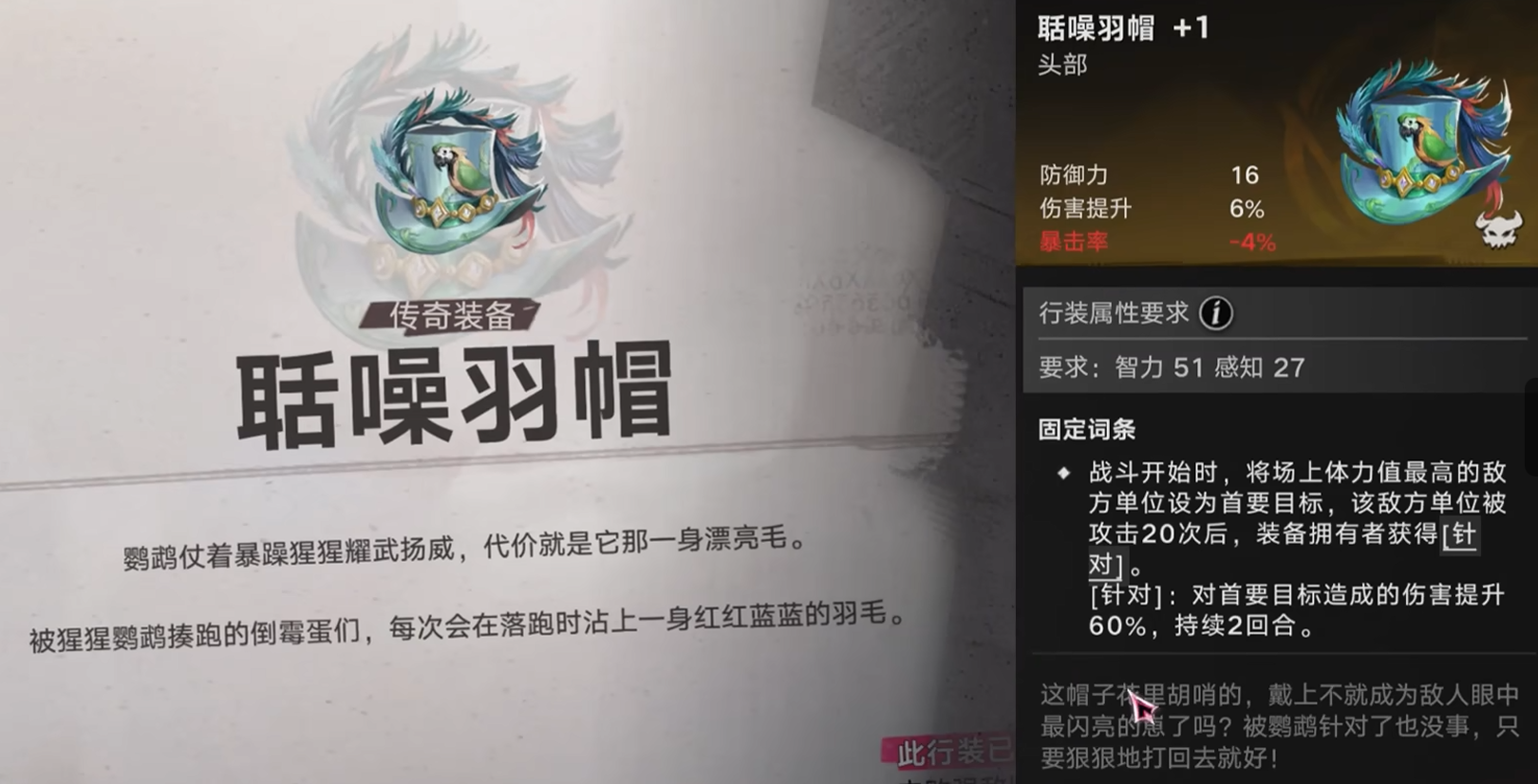 聒噪羽帽装备效果图