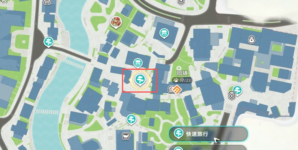 旧镇中心传送点至小屋路线指引图