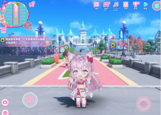 Hololive Dreams节奏玩法操作界面示意图