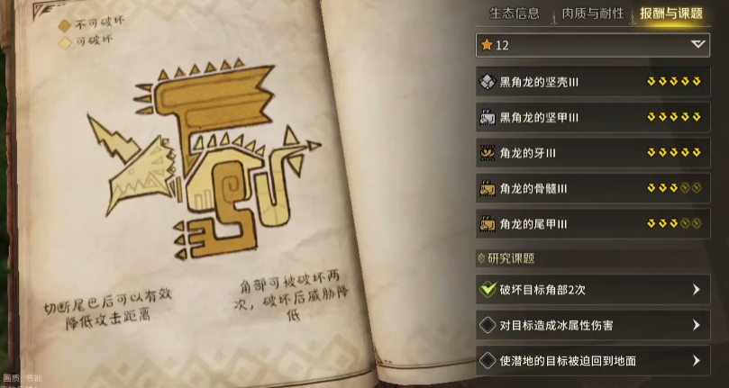 黑角龙弱点部位标注图