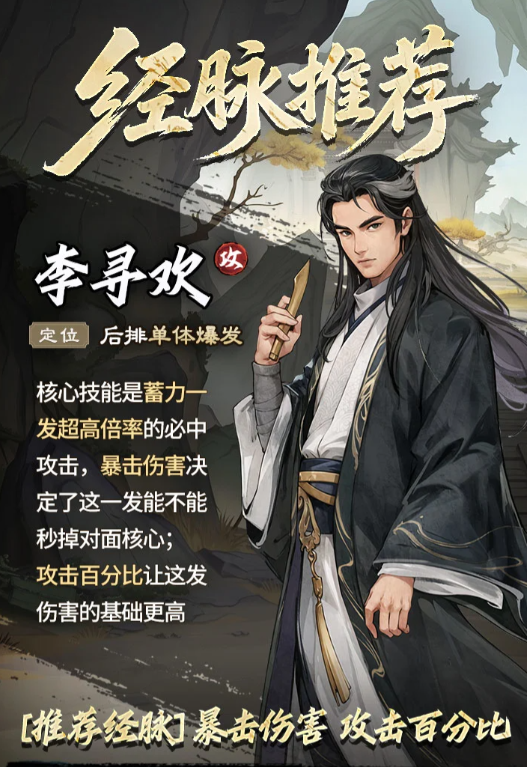 李寻欢经脉配置示意图