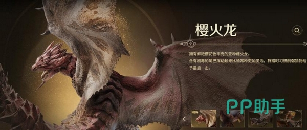 怪物猎人旅人樱火龙套装外观展示