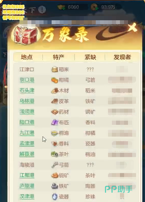 万象录物价情报界面截图