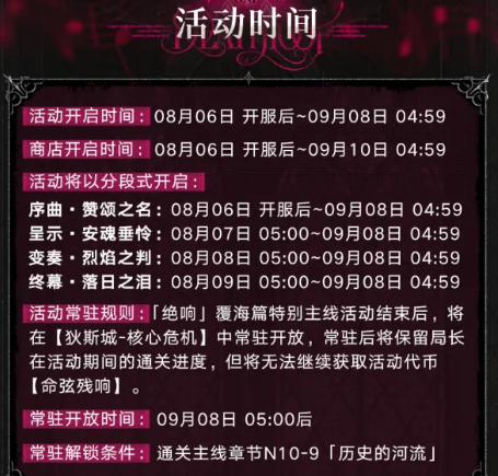 无期迷途绝响活动阶段解锁说明图