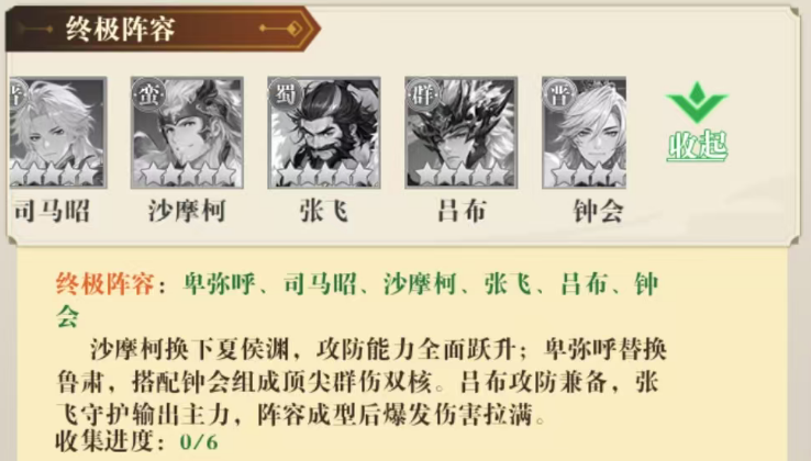 猛将勇士吕布核心阵容站位示意图