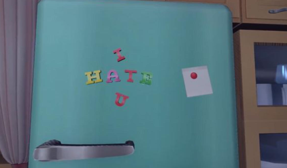 米塔手机版冰箱贴复原操作示意图：贴片已归位，I LOVE U重现