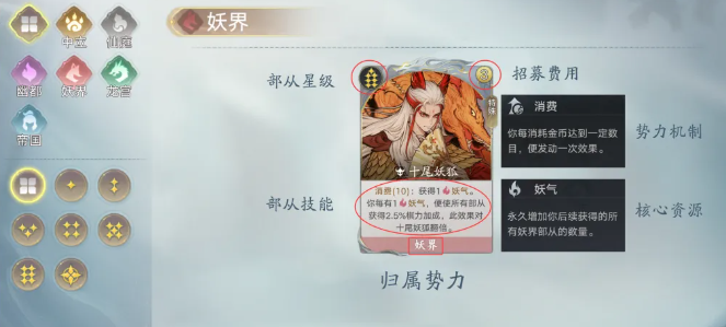 妖界势力卡牌展示图