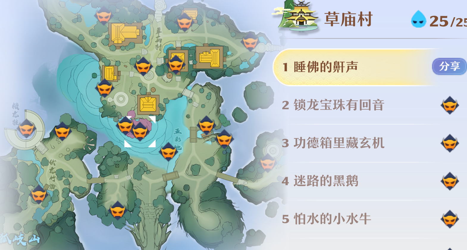 草庙村探灵点位分布图