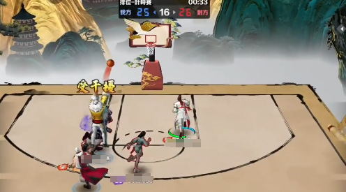 李白无球跑位与接球投篮示意图