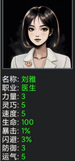 刘雅角色立绘及能力说明图