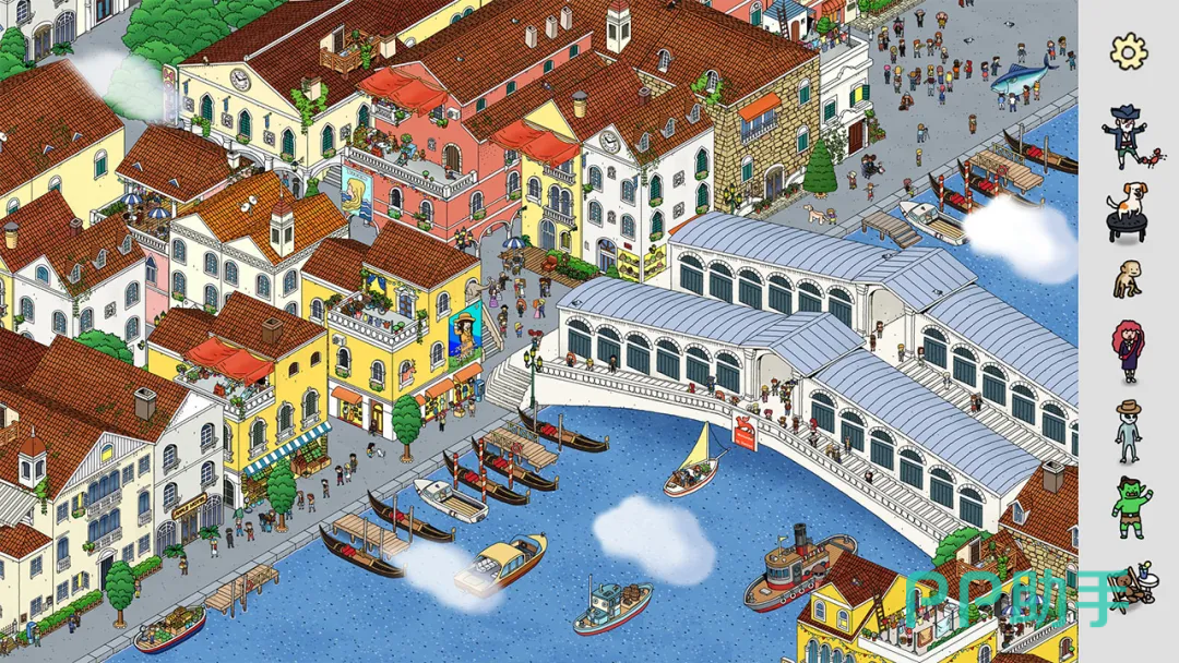 旅人苏菲亚游戏场景图:威尼斯运河与彩色房屋群落