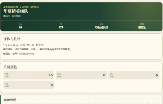 球员成熟期能力面板截图