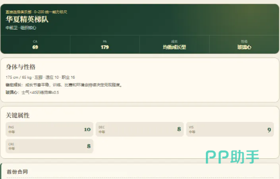 球员成熟期能力面板截图