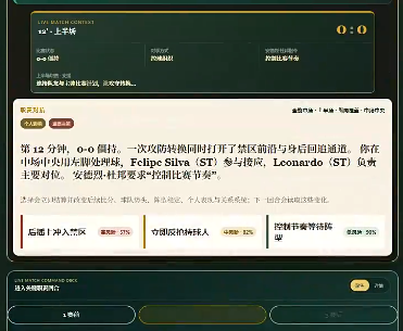绿茵之路关键回合操作界面