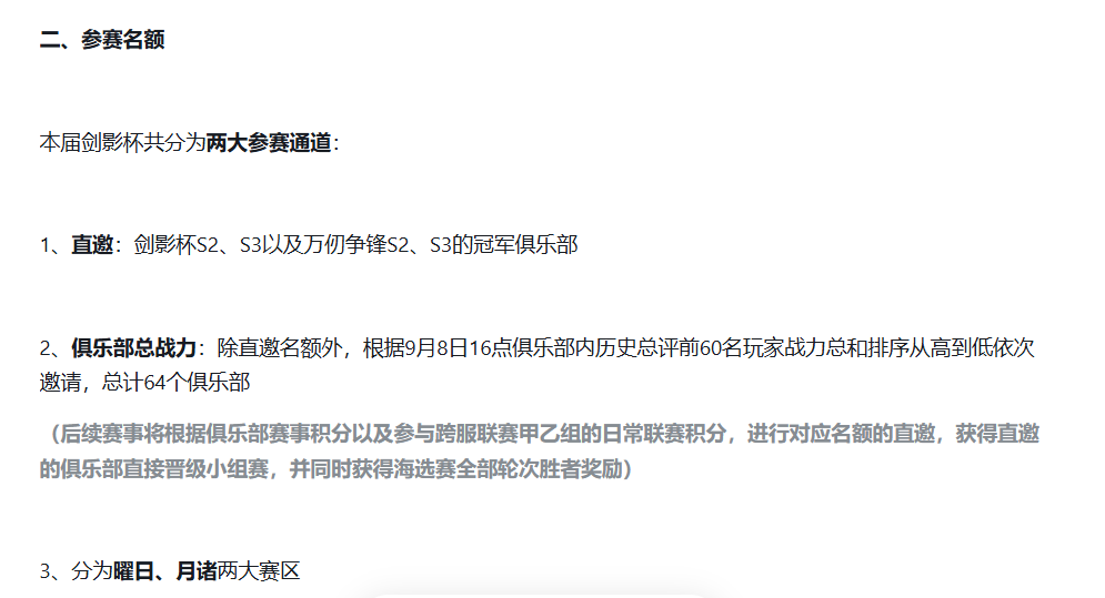 剑影杯S4赛程时间表示意图