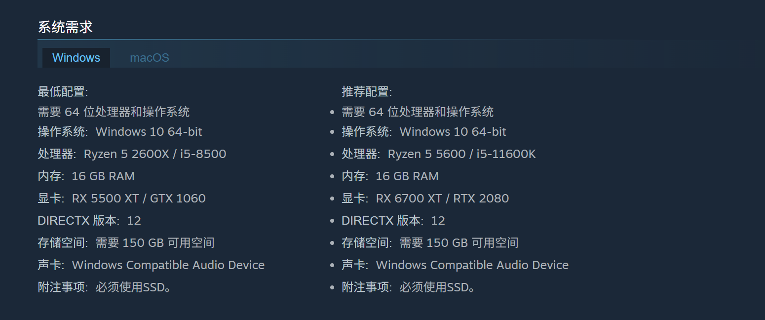 红色沙漠增强版硬件配置对比图
