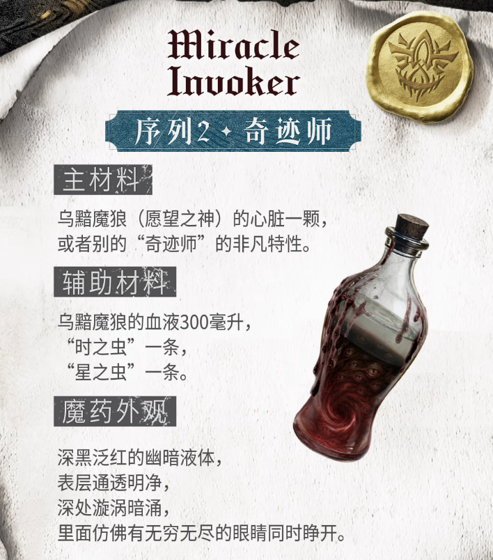 序列2奇迹师魔药配方