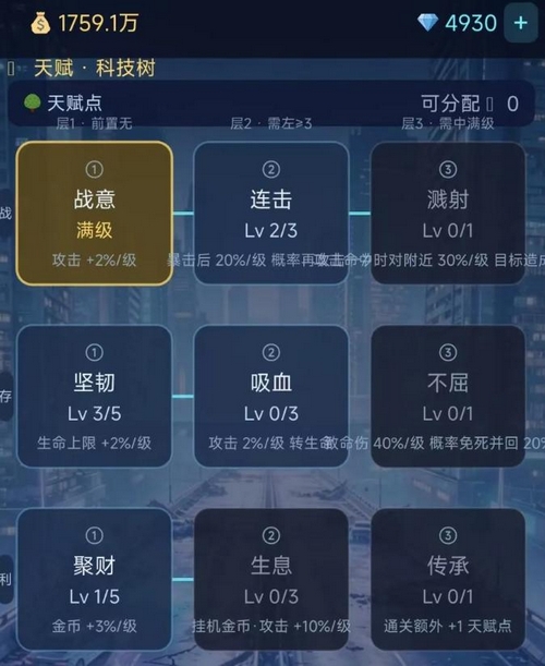 都市高武属性培养界面
