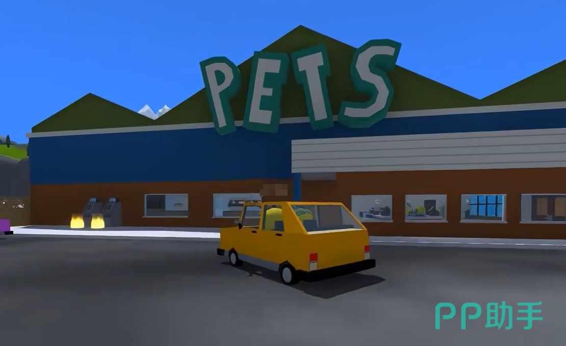 晃晃岛宠物店外观,招牌清晰可见PETS字样