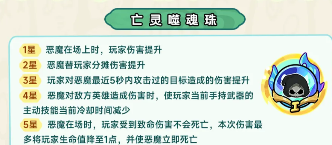 英勇之地亡灵魔契珠天赋效果示意图
