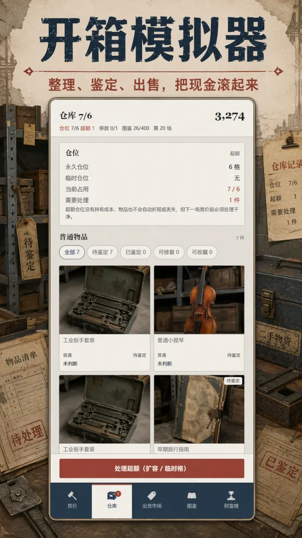 开箱模拟器游戏界面展示-物品鉴定与修复界面
