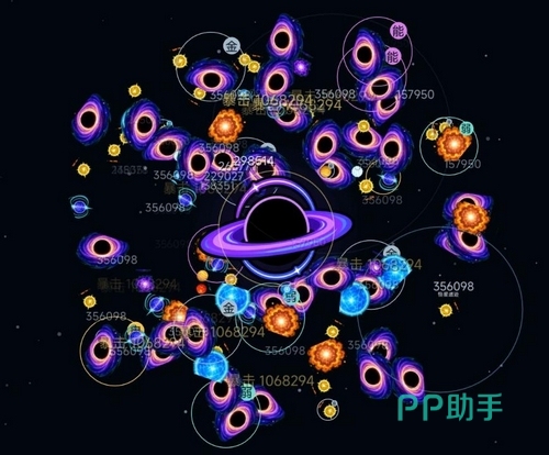 吞噬黑洞后期效果展示:巨型黑洞覆盖大片区域并吞食大型结构