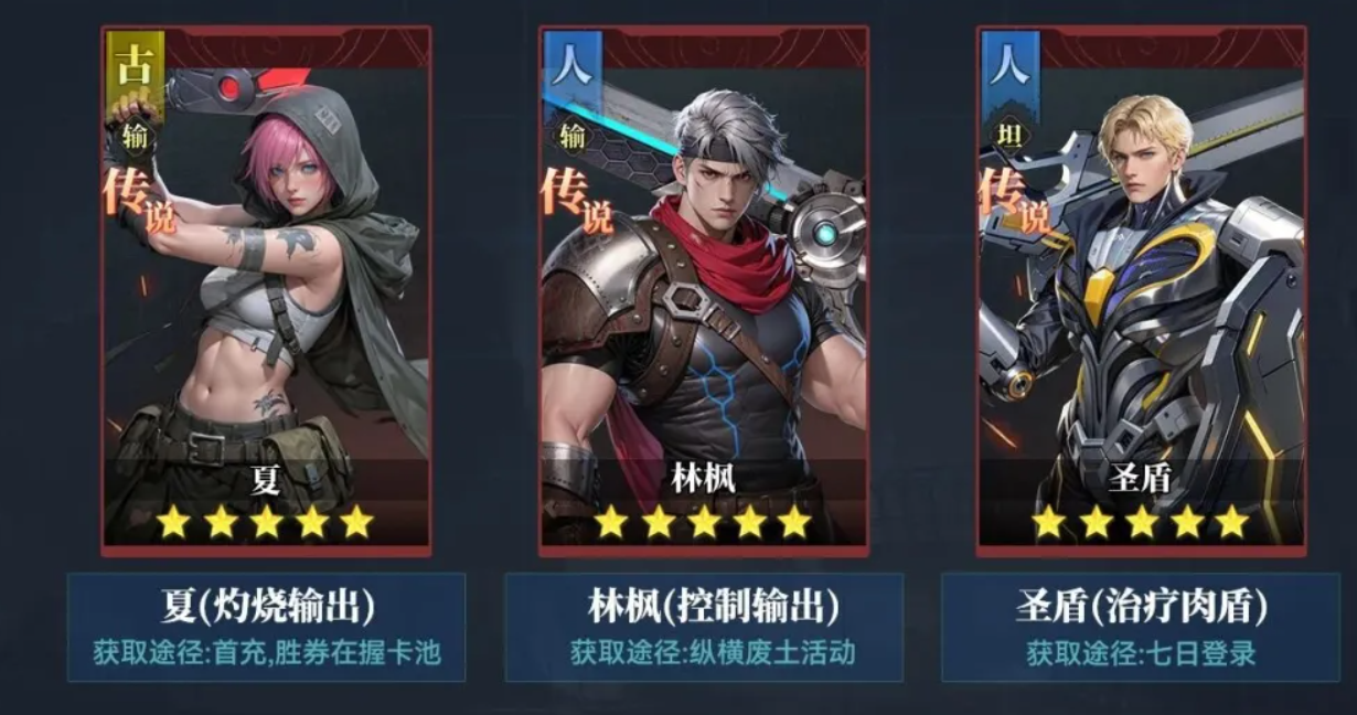 夏与其他角色定位对比图：突出其剧情+战力双重核心不可替代性