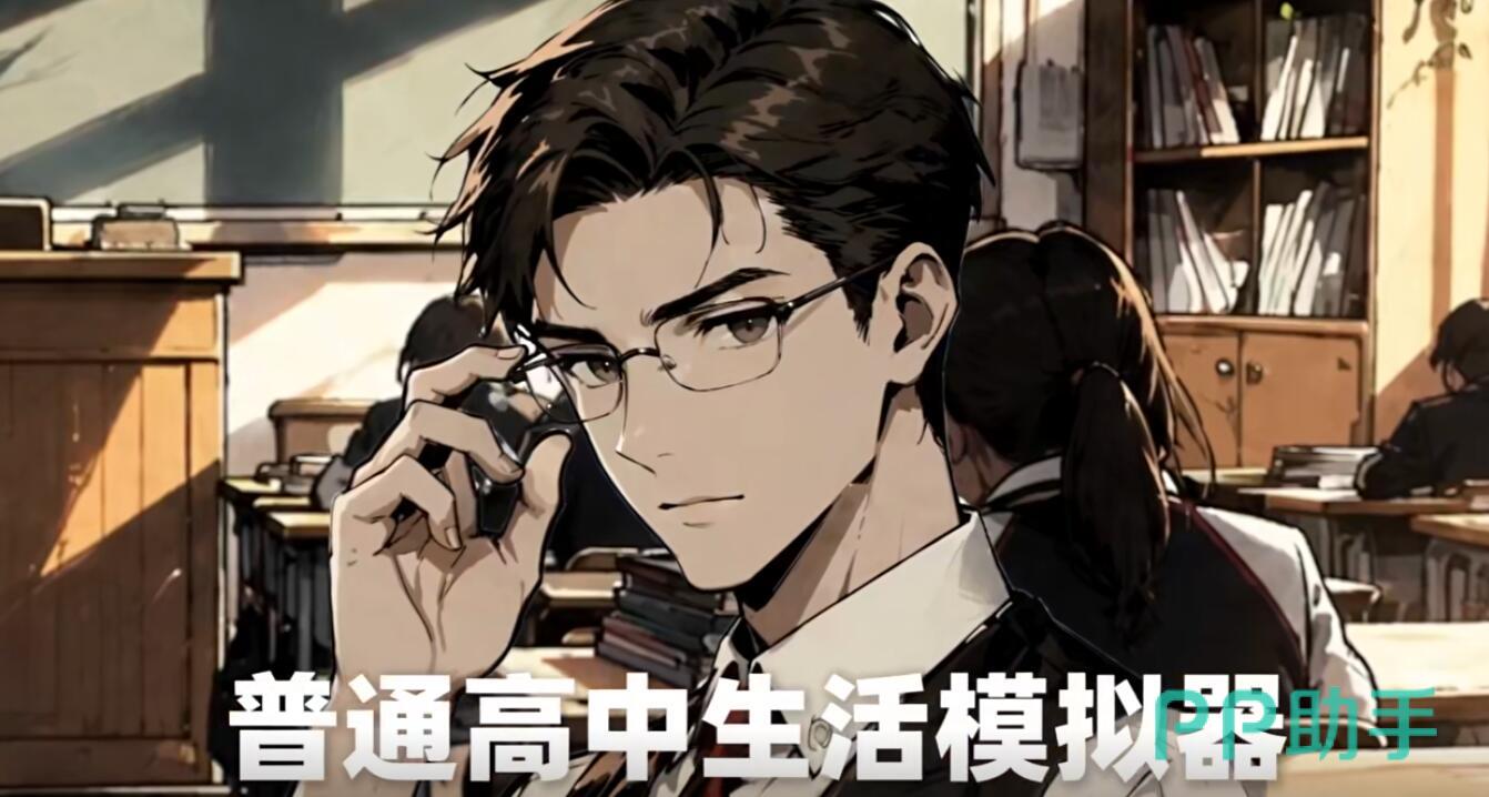 高中模拟器游戏主视觉图,赤墨漫画风格校园场景