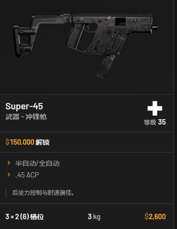 Super‑45冲锋枪游戏内模型图
