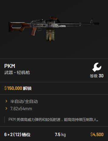PKM轻机枪游戏内模型图