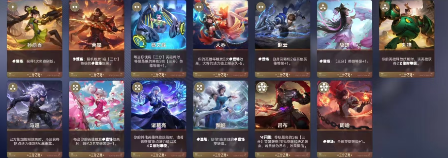 王者万象棋各费用段英雄数量与份数统计