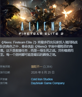 Aliens Fireteam Elite 2 Steam英文名称展示图