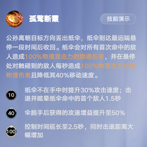 公孙离孤鹜断霞等级收益数据图