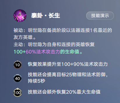 明世隐技能与被动机制说明