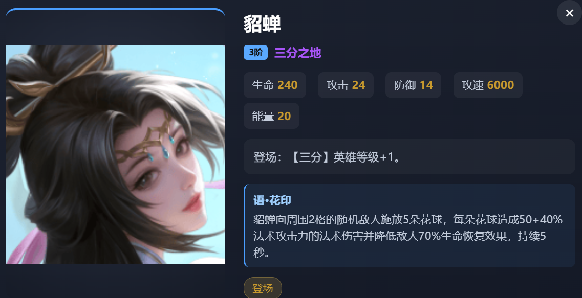 貂蝉三分阵营增益机制图