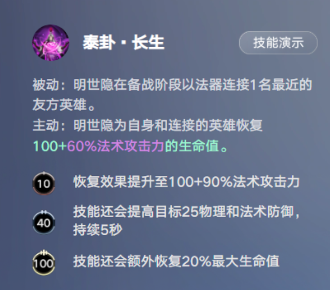 明世隐泰卦长生技能说明图片