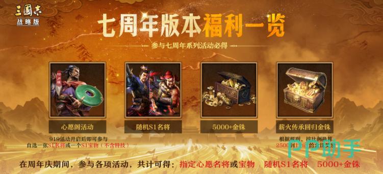 三国志战略版七周年专属福利礼包活动图片