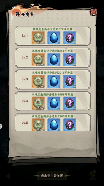 评分魔茧与坐骑奖励界面