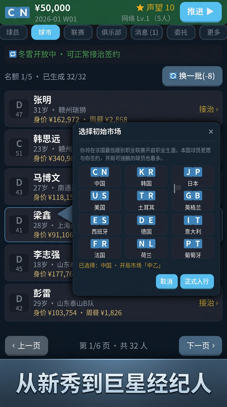 足球经纪人俱乐部谈判界面截图