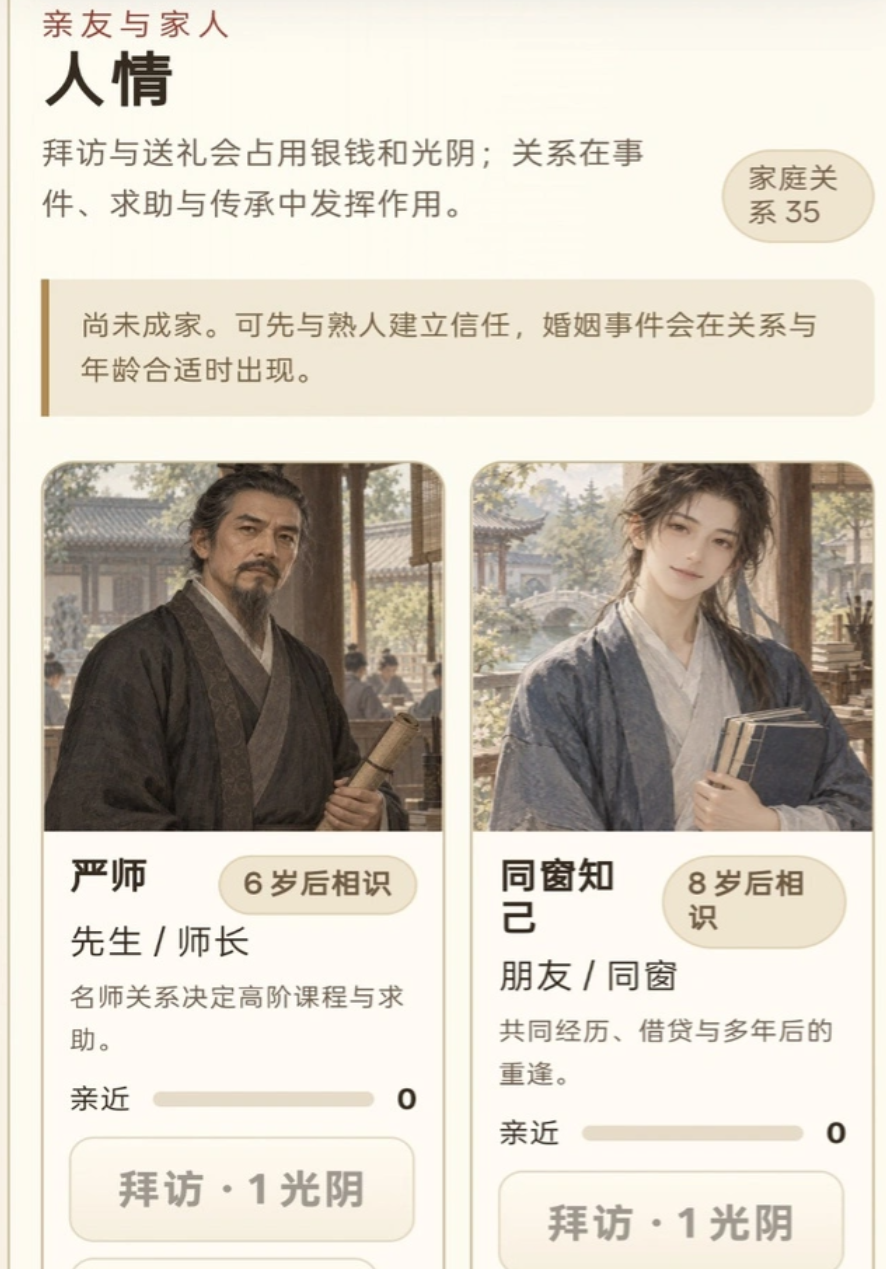 古代人生模拟器随机天赋与出身界面截图
