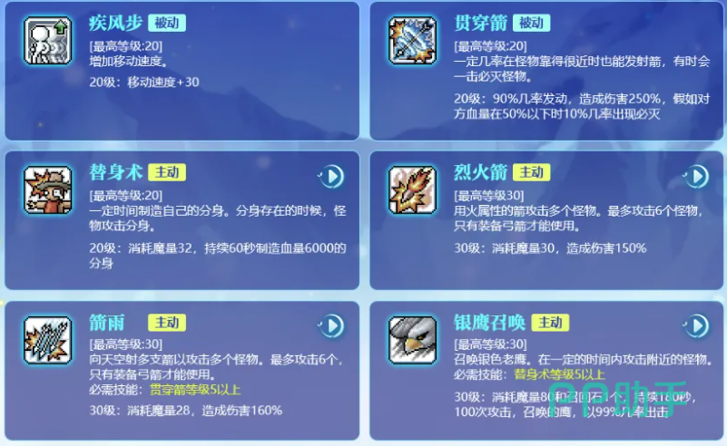 弓箭手系职业改动说明图