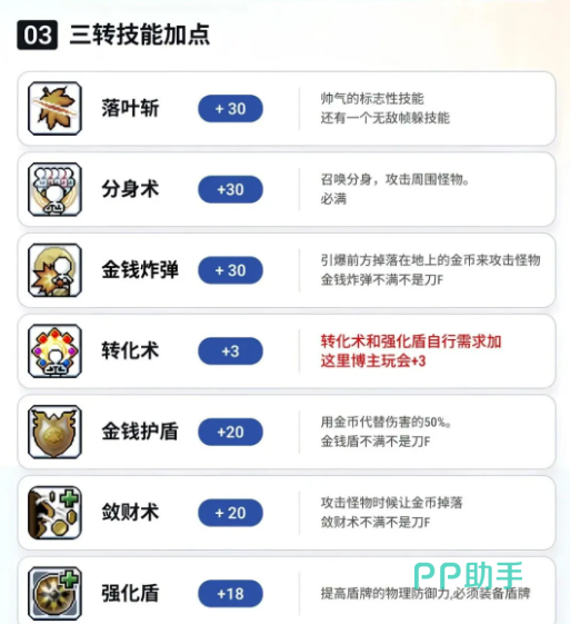 刀飞三转四转技能搭配示意图