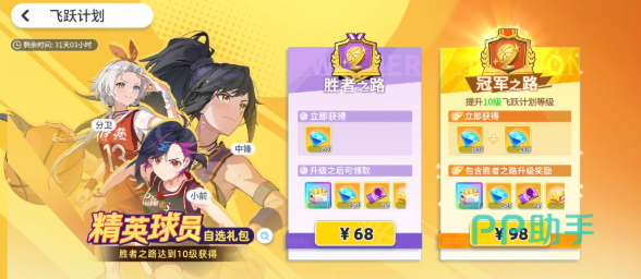 《篮球少女飞跃巅峰》飞跃计划通行证奖励对比图