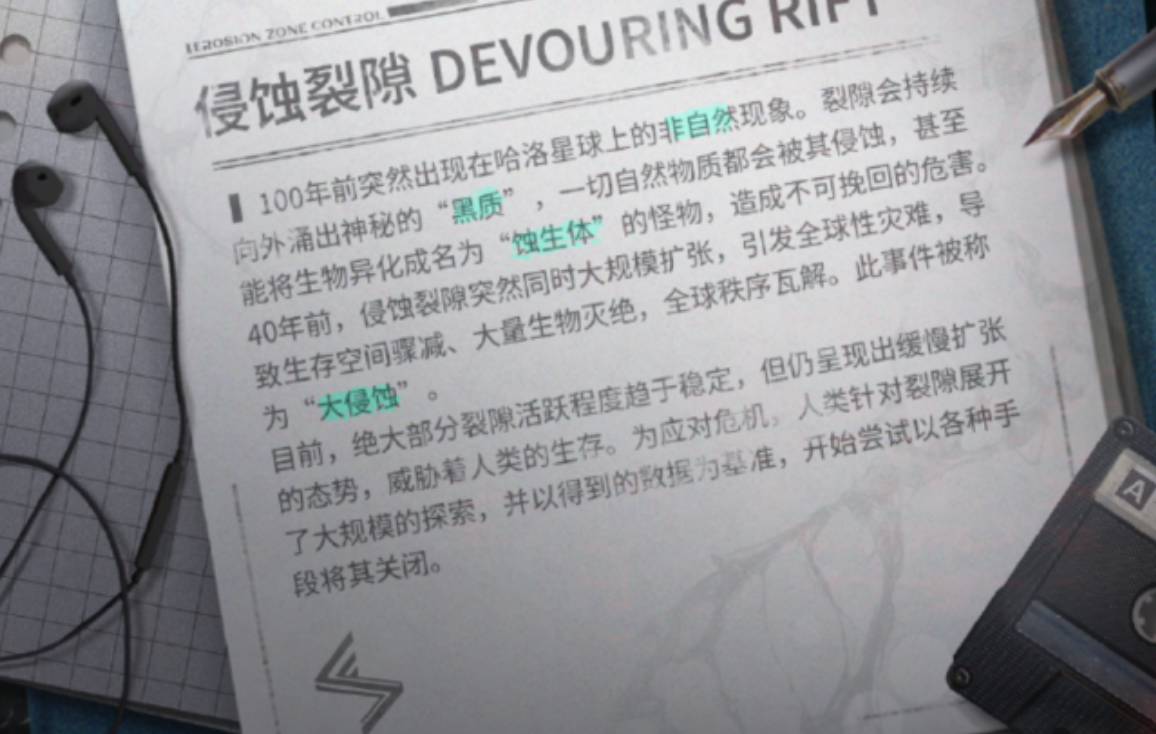 箱庭市裂隙环境与蚀生体威胁示意图
