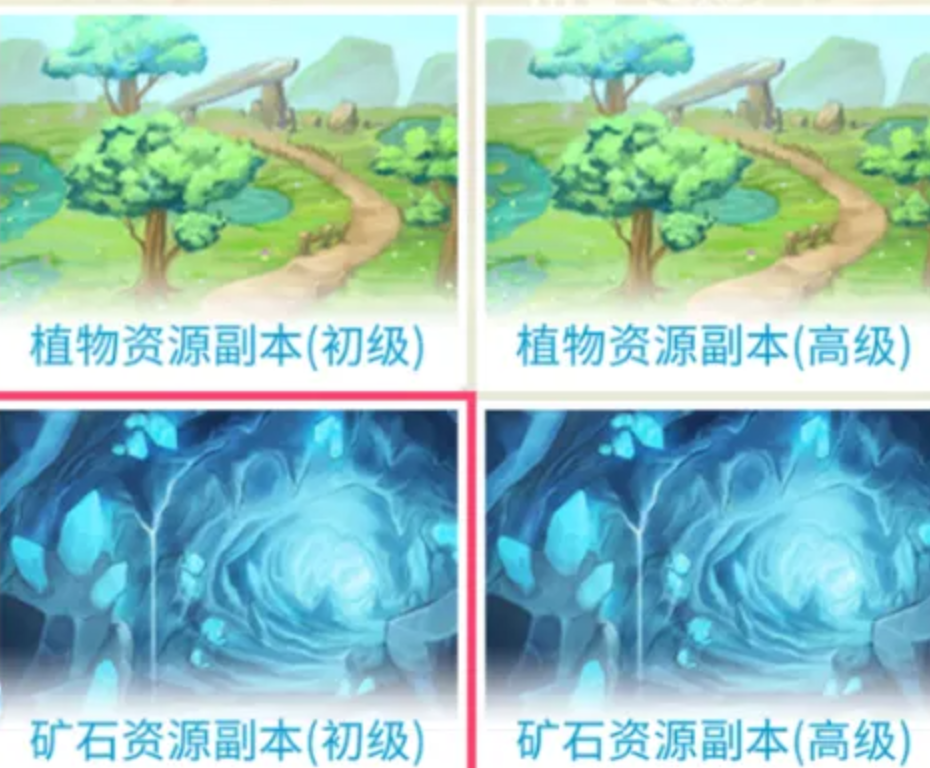 露娜蓝色大陆植物副本与矿石副本资源选择