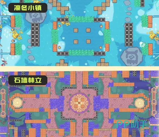 彩市街大乱斗能量块强化零件与毒雾缩圈示意图