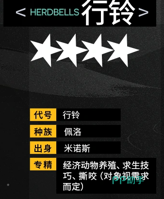 行铃四星干员资料图